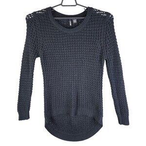 Womens Ultra Flirt Black Pullover Knit Sweater Acrylic Long Sleeve Round Neck L